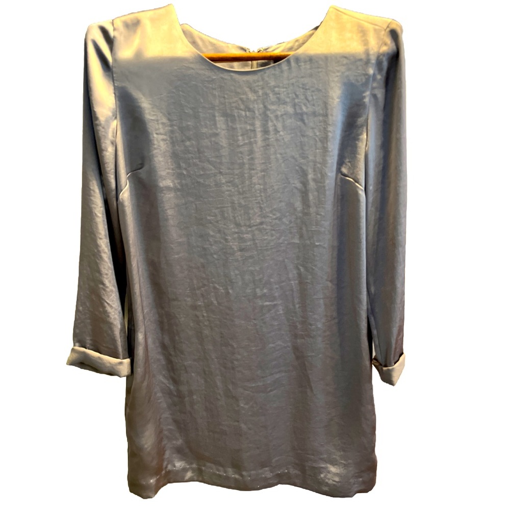 All Saints GRAY Hanu DRESS Japanese Cloth long Sleeve Rolled Cuff pockets womens